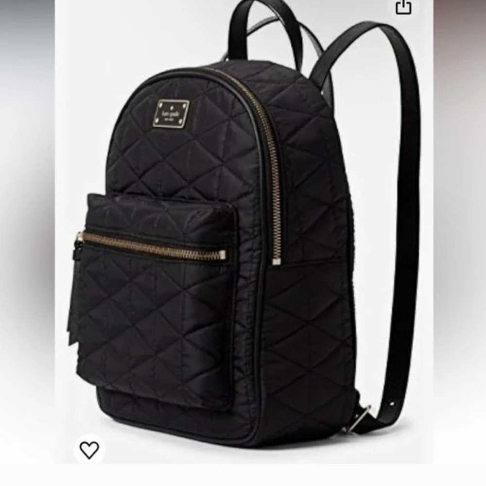 Kate Spade♠️Small Bradley Wilson Rd Quilted Backpack 18Kt Gold Hardware Like New - Picture 2 of 15